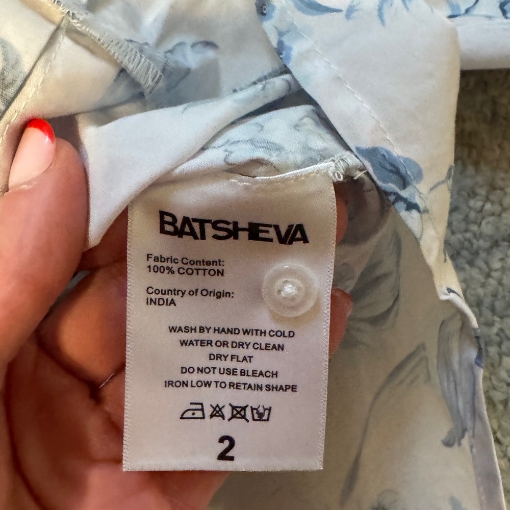 Batsheva Laura Ashley size 2 fits like a small Blue and White Floral Blouse - Picture 4 of 6
